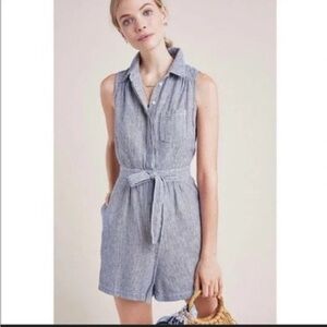 Anthropologie Navy and White Striped Romper Size 6